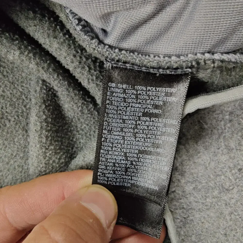 The North Face Jacket Mens Small Gray Fleece Full Zip Stand-Up Collar Pockets